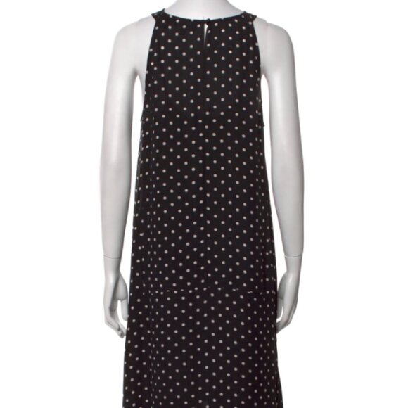 Theory Adlerdale Haze Polka Dot 100% Silk High-Low Dress, Black/Ivory Size 6 - Picture 5 of 6